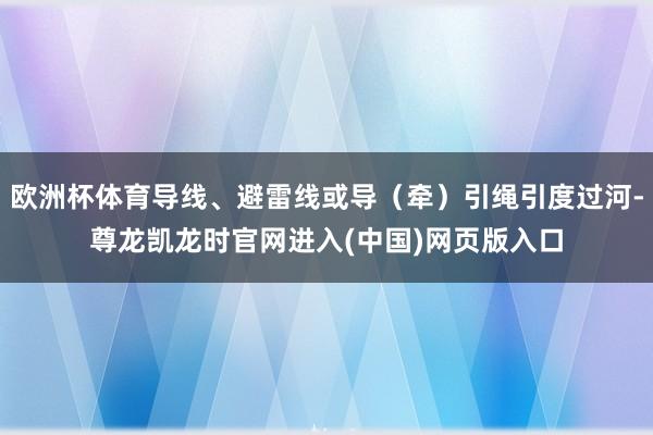 欧洲杯体育导线、避雷线或导（牵）引绳引度过河-尊龙凯龙时官网进入(中国)网页版入口