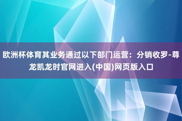 欧洲杯体育其业务通过以下部门运营：分销收罗-尊龙凯龙时官网进入(中国)网页版入口