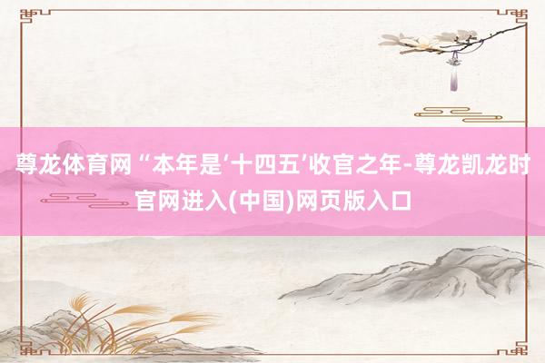 尊龙体育网“本年是‘十四五’收官之年-尊龙凯龙时官网进入(中国)网页版入口