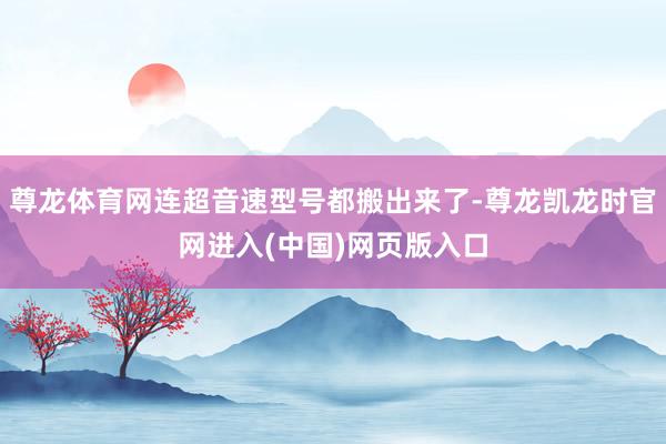 尊龙体育网连超音速型号都搬出来了-尊龙凯龙时官网进入(中国)网页版入口