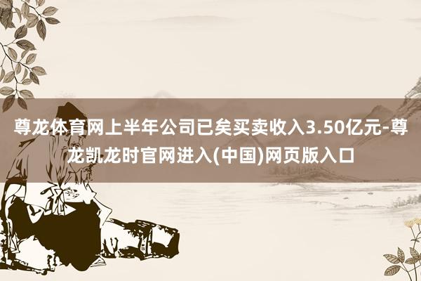 尊龙体育网上半年公司已矣买卖收入3.50亿元-尊龙凯龙时官网进入(中国)网页版入口