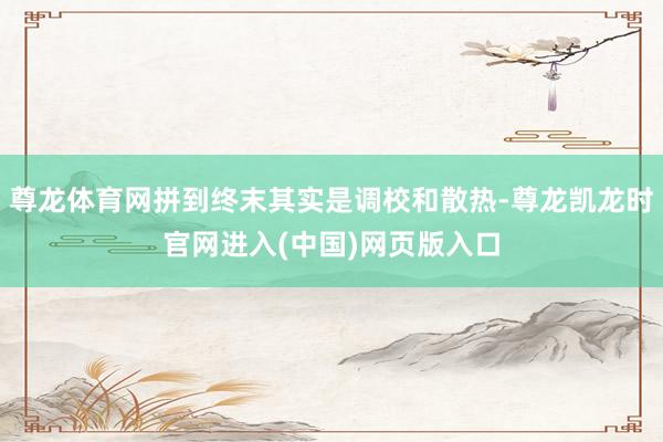 尊龙体育网拼到终末其实是调校和散热-尊龙凯龙时官网进入(中国)网页版入口