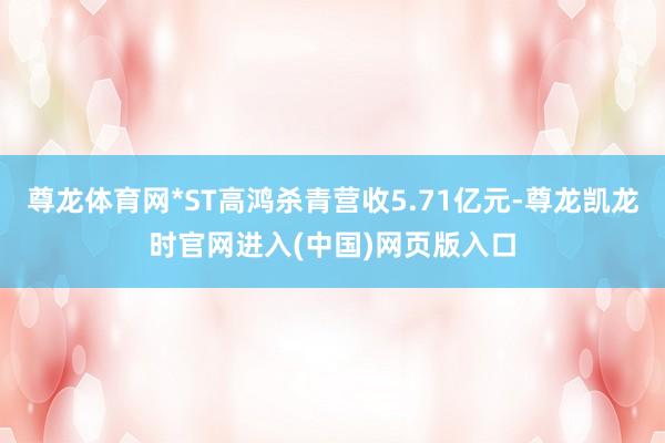 尊龙体育网*ST高鸿杀青营收5.71亿元-尊龙凯龙时官网进入(中国)网页版入口