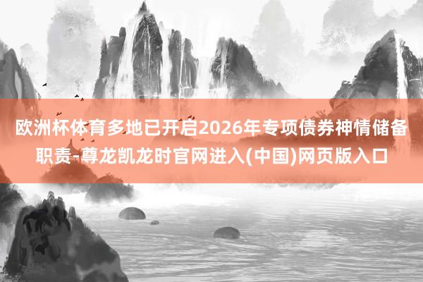 欧洲杯体育多地已开启2026年专项债券神情储备职责-尊龙凯龙时官网进入(中国)网页版入口