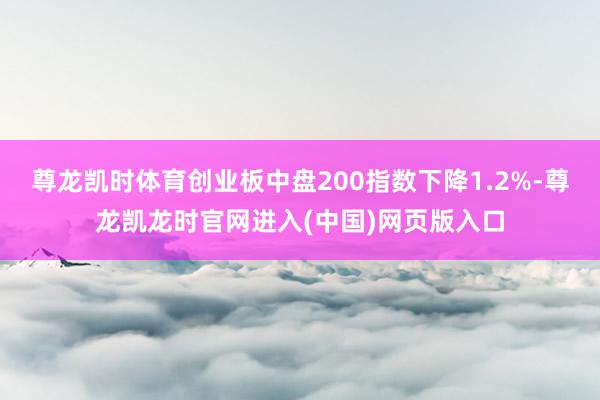 尊龙凯时体育创业板中盘200指数下降1.2%-尊龙凯龙时官网进入(中国)网页版入口