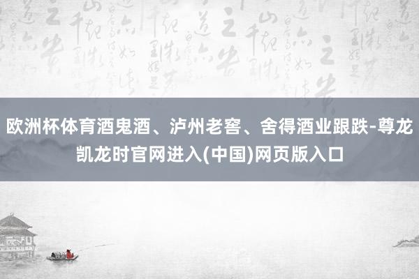 欧洲杯体育酒鬼酒、泸州老窖、舍得酒业跟跌-尊龙凯龙时官网进入(中国)网页版入口