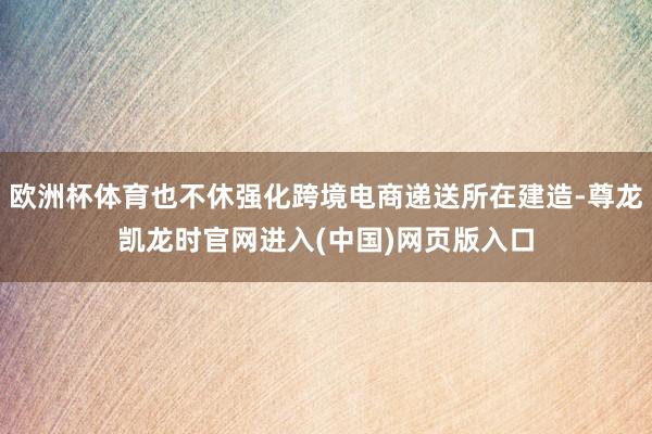 欧洲杯体育也不休强化跨境电商递送所在建造-尊龙凯龙时官网进入(中国)网页版入口