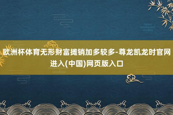 欧洲杯体育无形财富摊销加多较多-尊龙凯龙时官网进入(中国)网页版入口