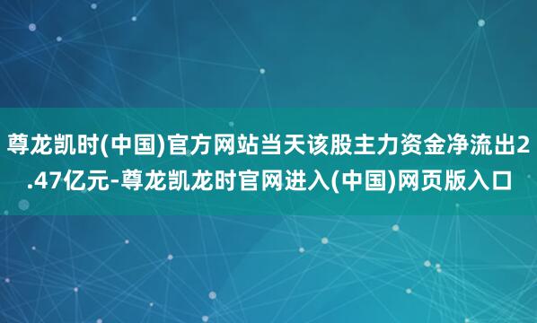 尊龙凯时(中国)官方网站当天该股主力资金净流出2.47亿元-尊龙凯龙时官网进入(中国)网页版入口