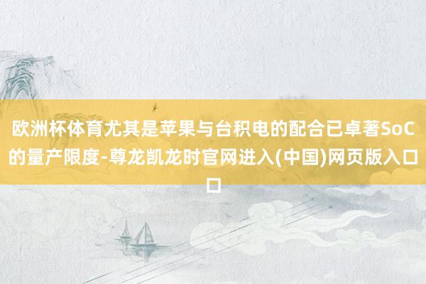 欧洲杯体育尤其是苹果与台积电的配合已卓著SoC的量产限度-尊龙凯龙时官网进入(中国)网页版入口
