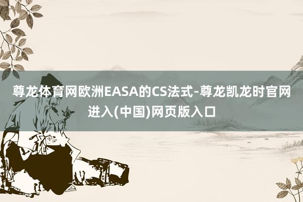 尊龙体育网欧洲EASA的CS法式-尊龙凯龙时官网进入(中国)网页版入口