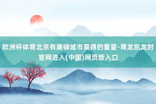 欧洲杯体育北京有庸碌城市莫得的重量-尊龙凯龙时官网进入(中国)网页版入口