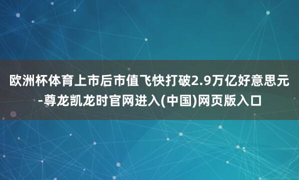 欧洲杯体育上市后市值飞快打破2.9万亿好意思元-尊龙凯龙时官网进入(中国)网页版入口