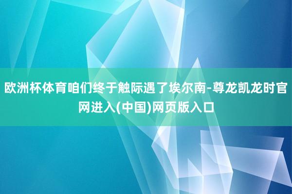 欧洲杯体育咱们终于触际遇了埃尔南-尊龙凯龙时官网进入(中国)网页版入口