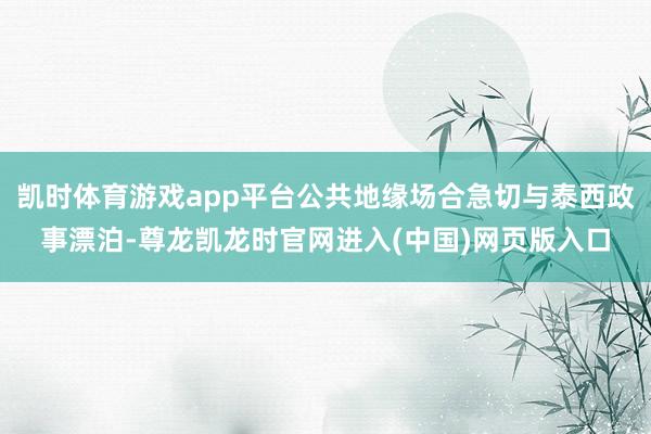 凯时体育游戏app平台公共地缘场合急切与泰西政事漂泊-尊龙凯龙时官网进入(中国)网页版入口