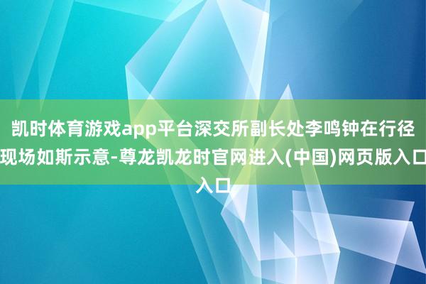 凯时体育游戏app平台深交所副长处李鸣钟在行径现场如斯示意-尊龙凯龙时官网进入(中国)网页版入口