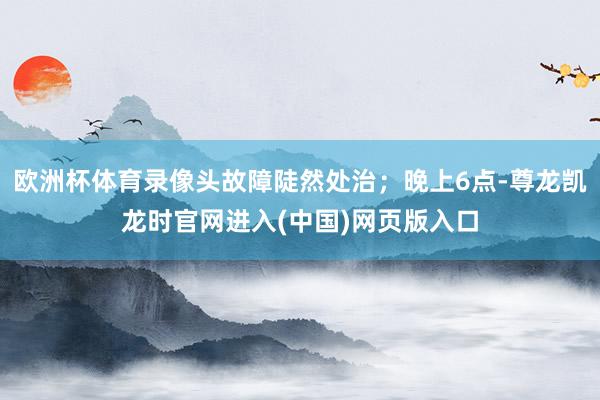 欧洲杯体育录像头故障陡然处治;晚上6点-尊龙凯龙时官网进入(中国)网页版入口